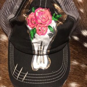 Hand Painted Cow Skull BOHO Hat
